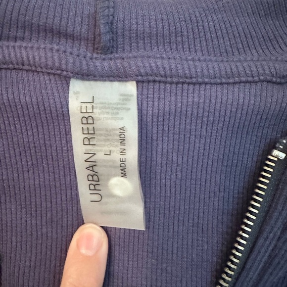 Navy Blue Women's Cropped Hoodie - Picture 3 of 4